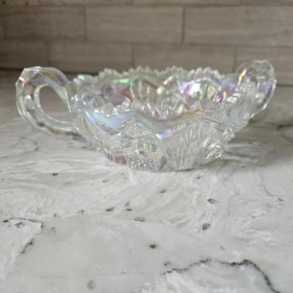 Vintage Carnival Rainbow Candy  Dish with Handles - Picture 2 of 4